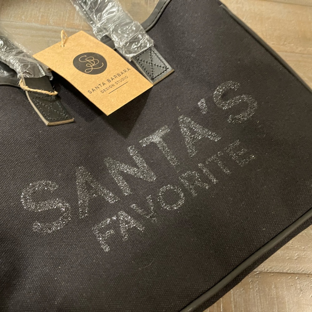 Santa Barbara Design Studio Black Holiday Mini Canvas Tote Bag, Santa’s Favorite - Picture 5 of 8